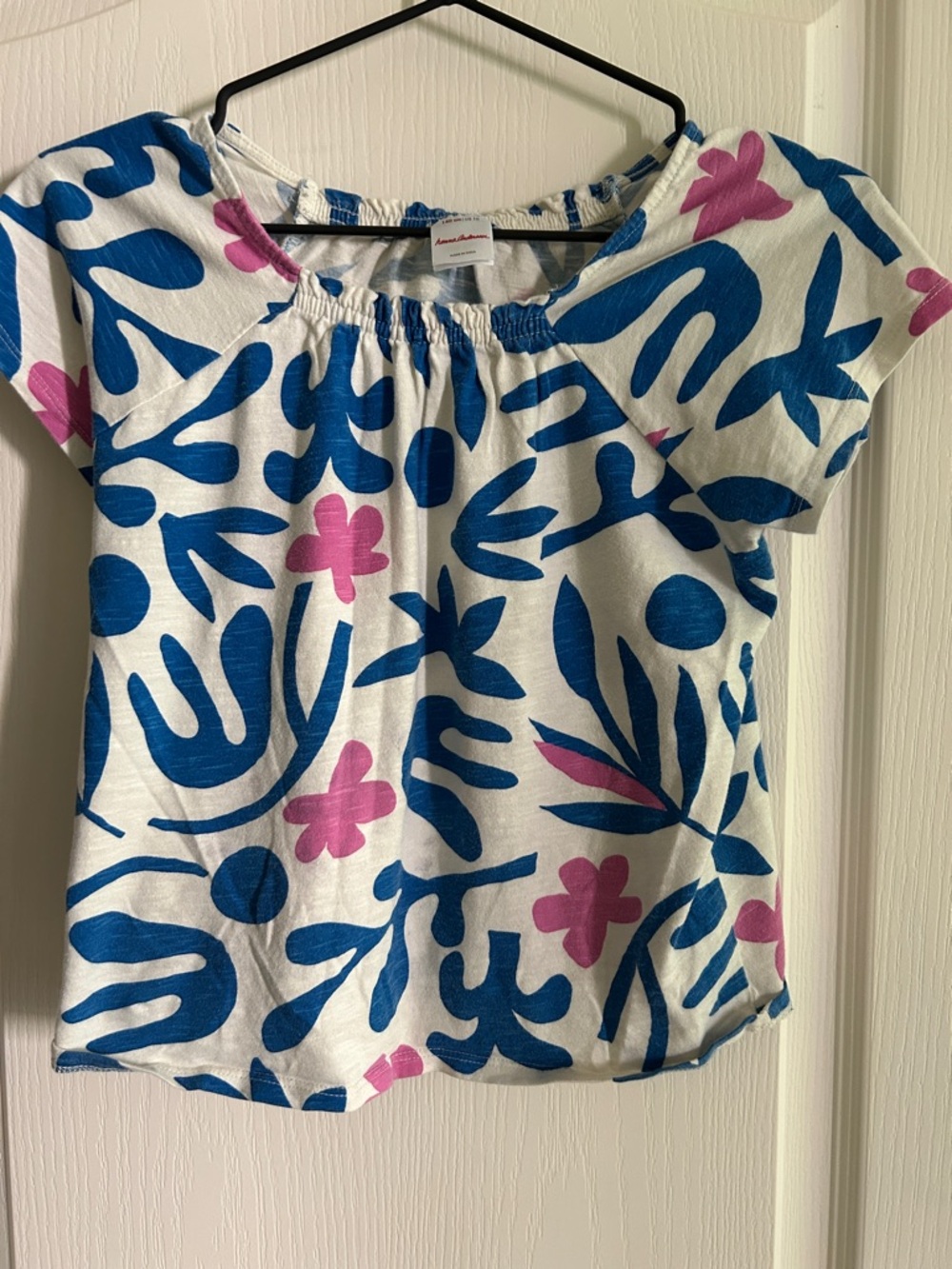 Hanna Andersson Girls Top Blue Pink Floral 10 140